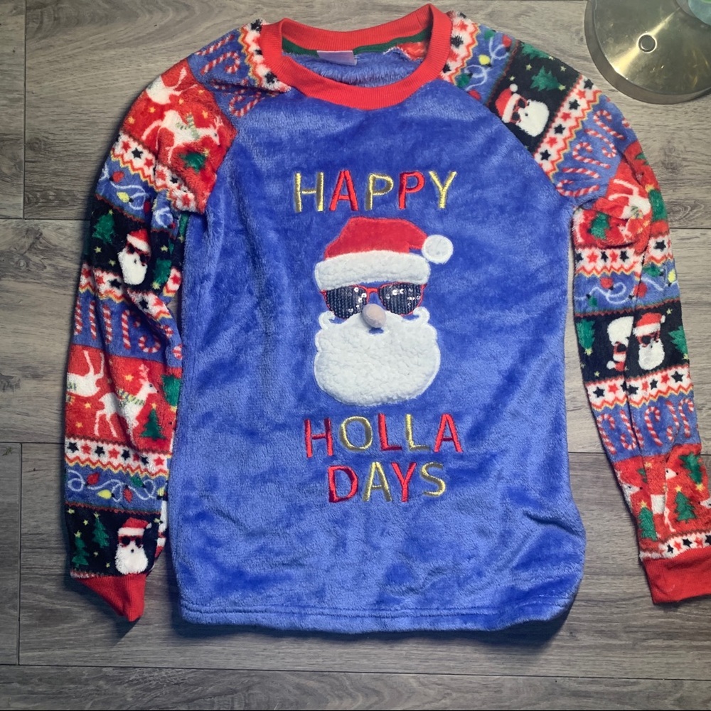 Soft Fuzzy Christmas Pajama Shirt/Sweater XS